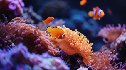 Naklejka na ściany i meble Vibrant coral and fish, underwater harmony