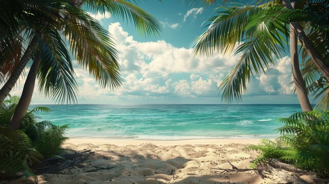 Tropical beach paradise, serene escape