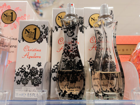 Christina Aguilera Perfume Bottles on Display