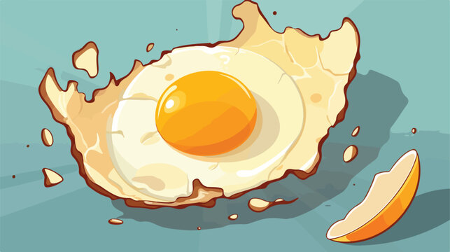 Fresh cracked egg flat cartoon vactor illustration