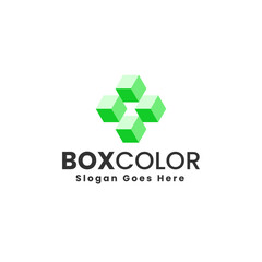Vector Logo Illustration Box Simple Mascot Style