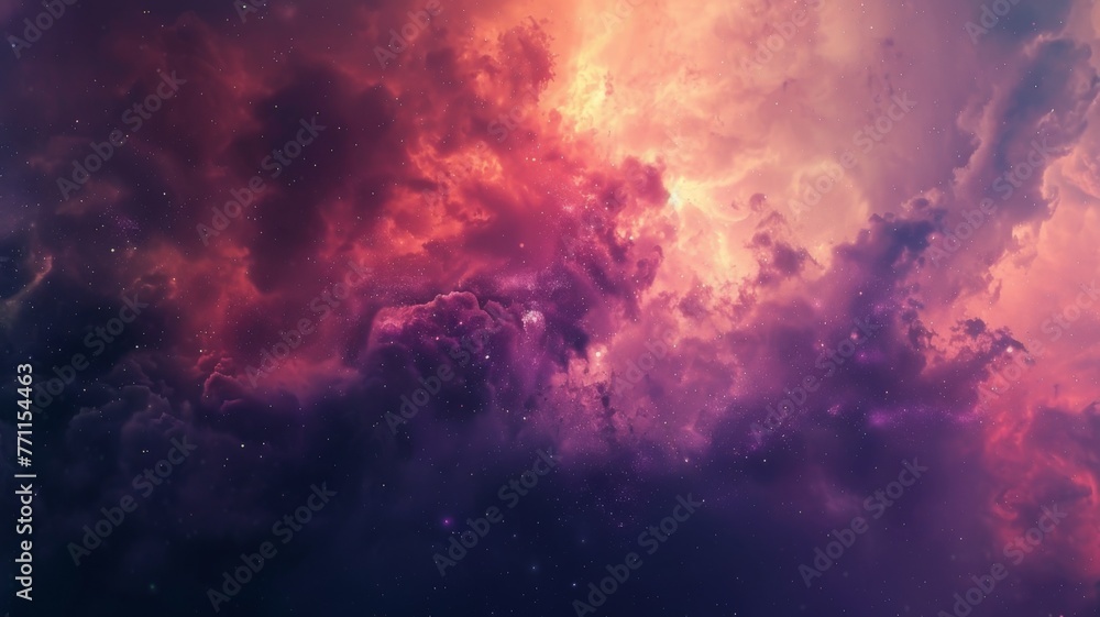 Poster cosmic cloudscape with vibrant colors - ethereal celestial scene with vivid interstellar cloud forma