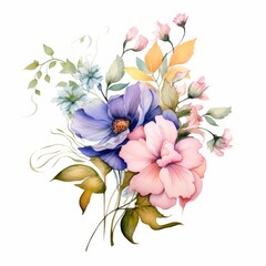 Bright flowers on white background