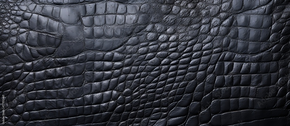 Poster a close up image of a black crocodile skin texture, showcasing its intricate pattern and resemblance