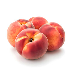 Fototapeta na wymiar Four peaches stacked on white background, a delicious and nutritious fruit