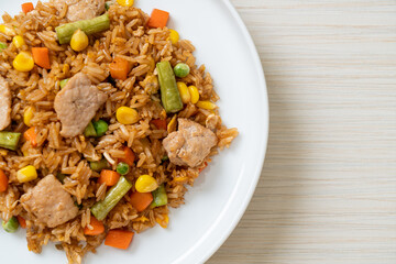 pork fried rice on white plate
