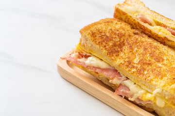 French toast ham bacon cheese sandwich