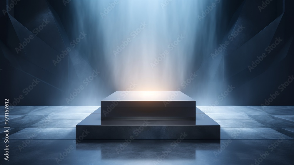 Poster a simple abstract background featuring a premium showcase podium under a gentle pool of light ai gen