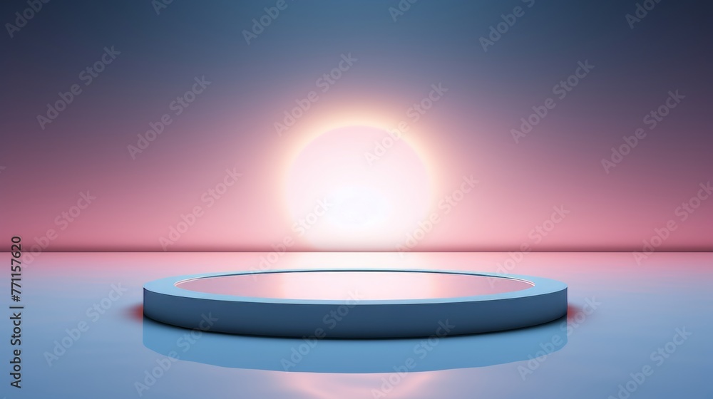 Poster a simple abstract background featuring a premium showcase podium under a gentle pool of light ai gen