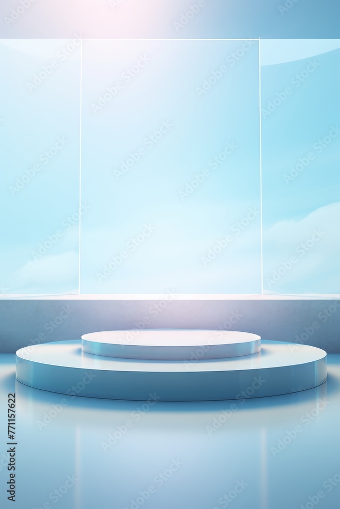 Poster a simple abstract background featuring a premium showcase podium under a gentle pool of light ai gen