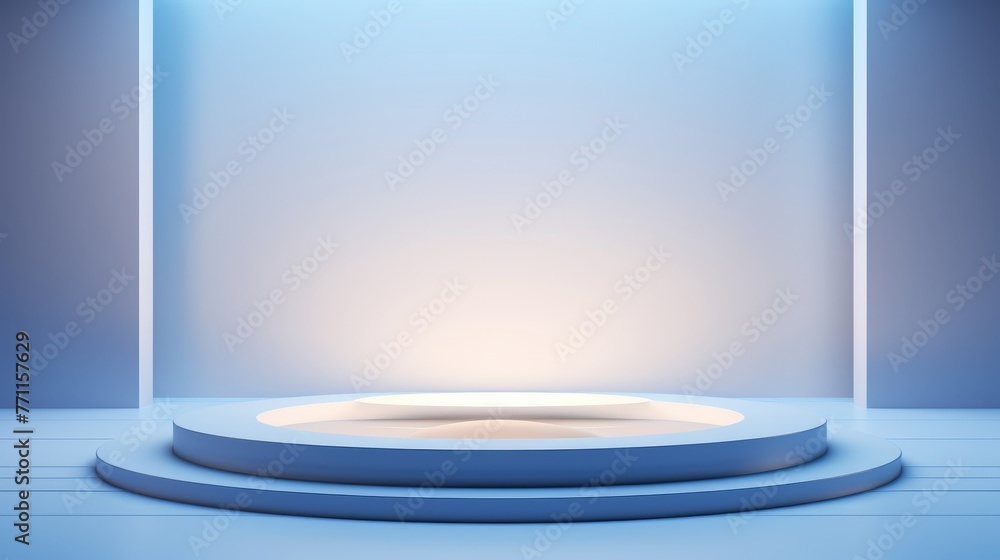 Poster a simple abstract background featuring a premium showcase podium under a gentle pool of light ai gen