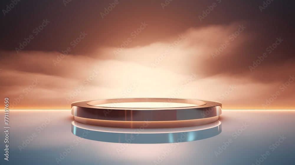 Poster a simple abstract background featuring a premium showcase podium under a gentle pool of light ai gen