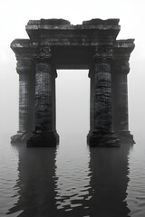 Fototapeta premium Ethereal Remnants of a Cosmic Temple:A Timeless Interplay of Architecture,Mythology,and the Infinite Stars