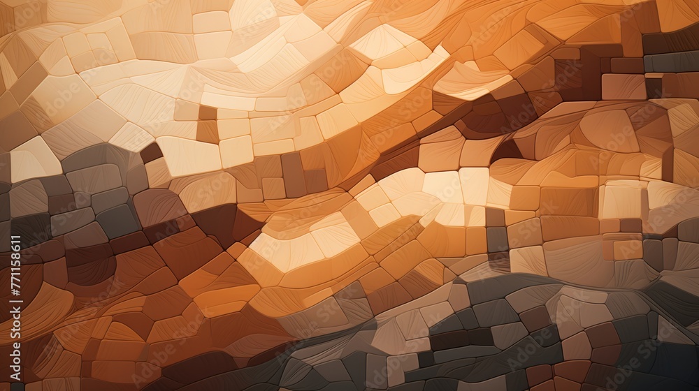 Poster abstract digital art in warm earth tones creating a visually rich and textured composition ai genera