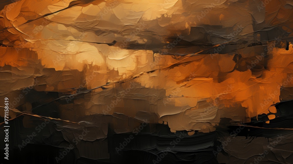 Poster abstract digital art in warm earth tones creating a visually rich and textured composition ai genera