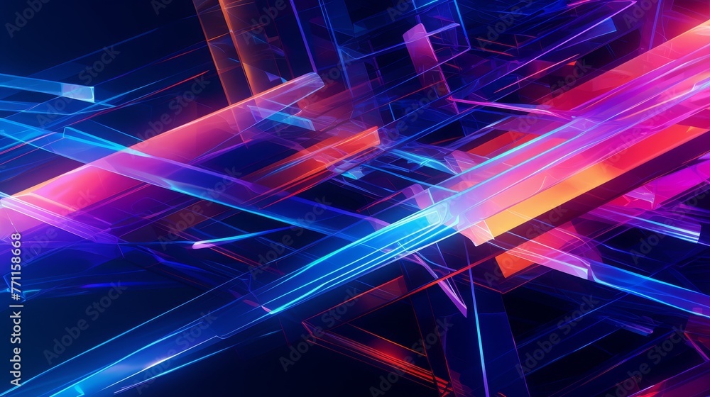 Poster abstract digital lines in neon colors representing the intersection of technology and art in contemp