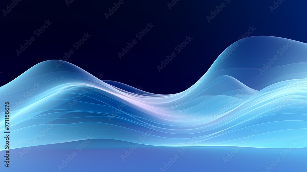 Poster abstract digital waves in cool blue tones symbolizing the integration of technology and modernity in