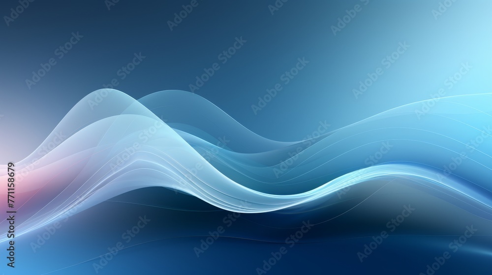 Fototapete abstract digital waves in cool blue tones symbolizing the integration of technology and modernity in