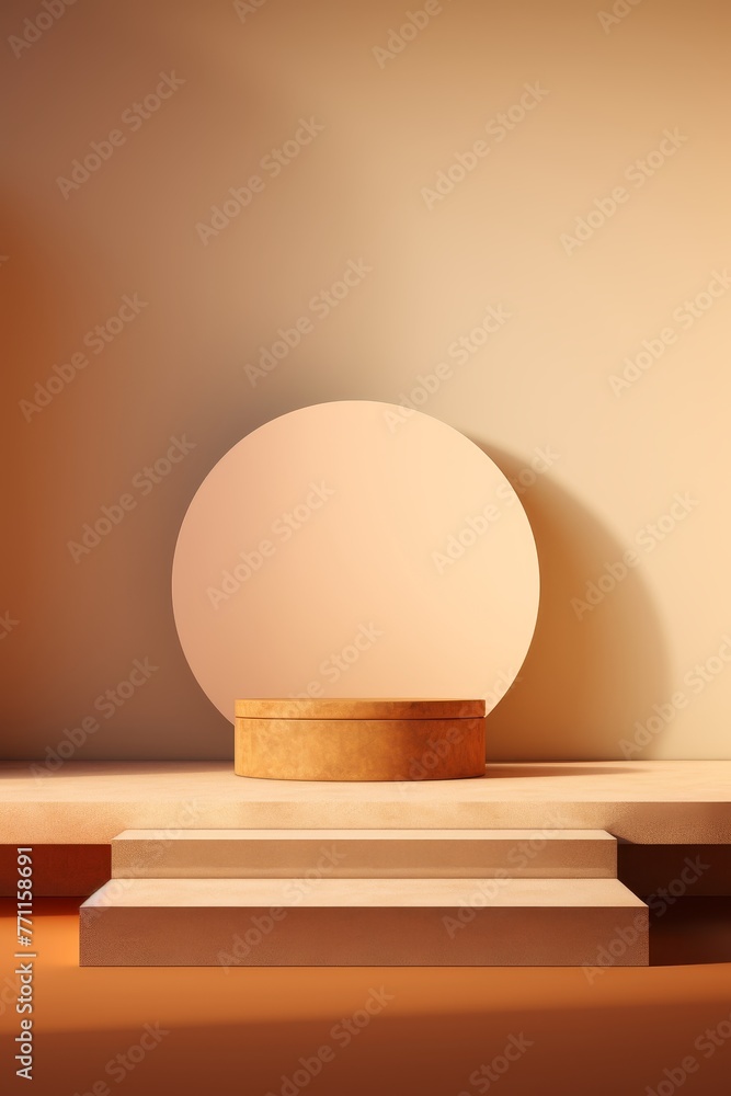 Poster abstract display of a premium podium surrounded by minimal elements shadow and light ai generated il
