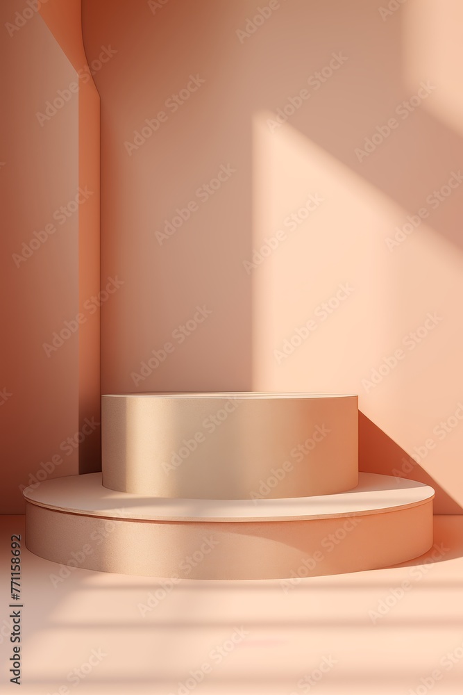 Poster abstract display of a premium podium surrounded by minimal elements shadow and light ai generated il