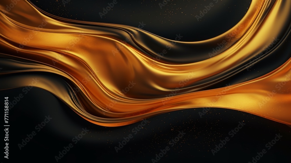 Poster abstract liquid gold texture on a dark background creating a visually striking and luxurious composi