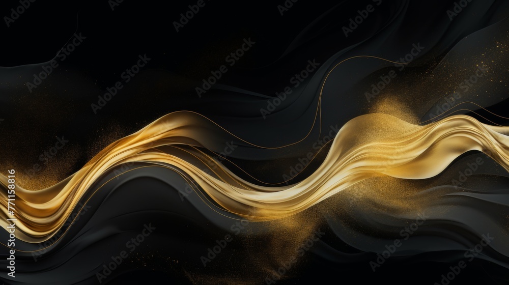 Aufkleber abstract liquid gold texture on a black background creating a visually striking and luxurious compos