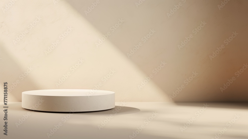 Aufkleber abstract minimal background with a refined ceramic podium and its subtle shadow - ai generated illus