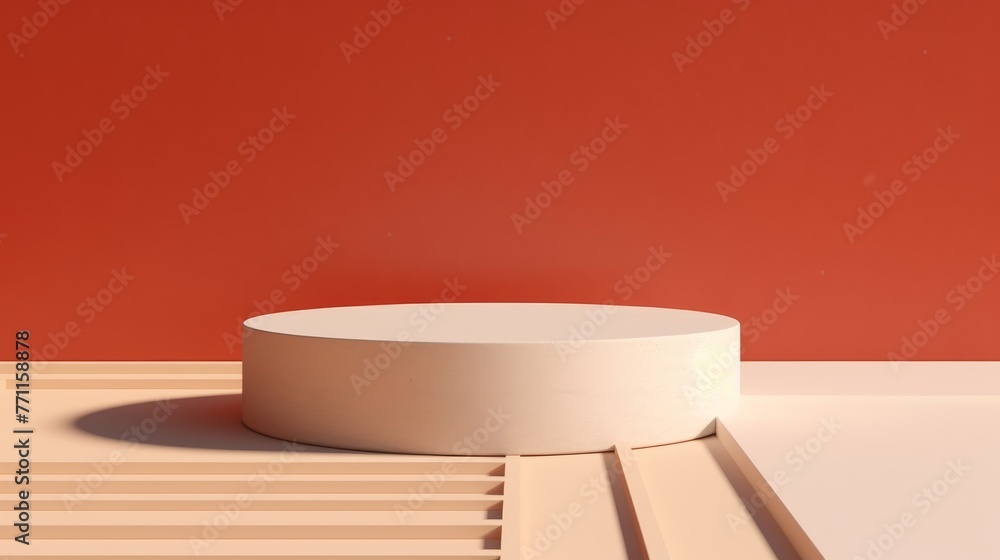 Poster abstract minimal background with a refined ceramic podium and its subtle shadow ai generated illustr