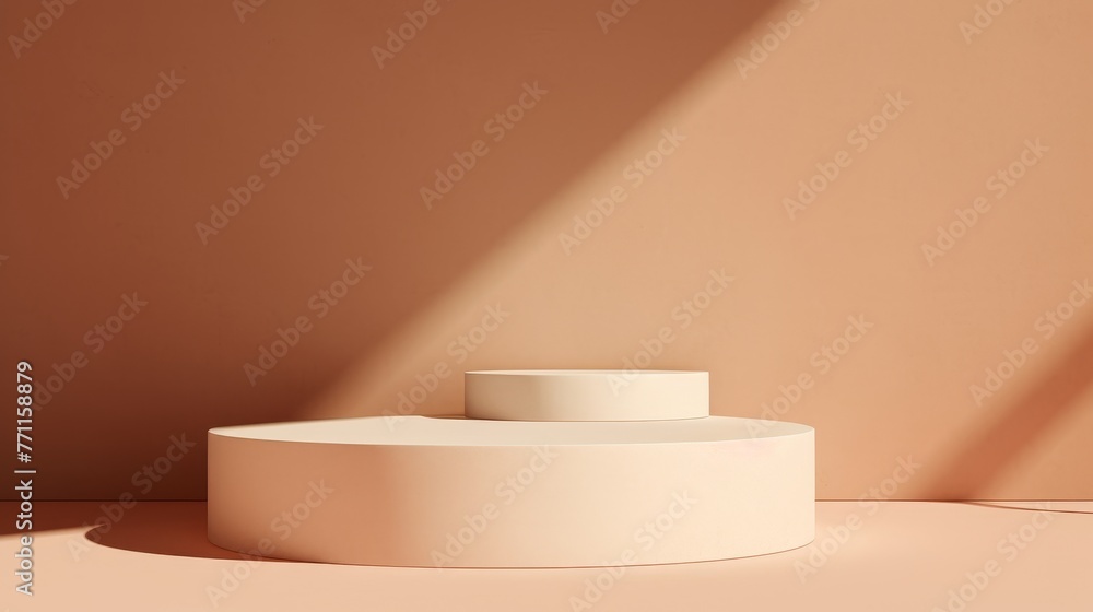 Poster abstract minimal background with a refined ceramic podium and its subtle shadow ai generated illustr