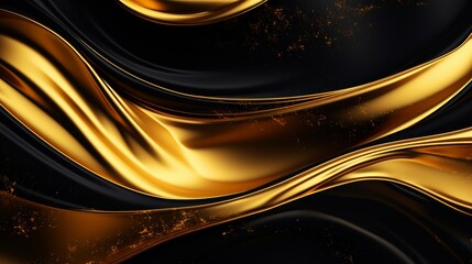 Abstract liquid gold texture on a black background creating a visually striking and luxurious composition AI generated illustration