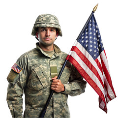 military officer holding USA flag