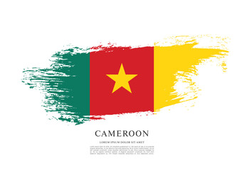 Flag of Cameroon, brush stroke background