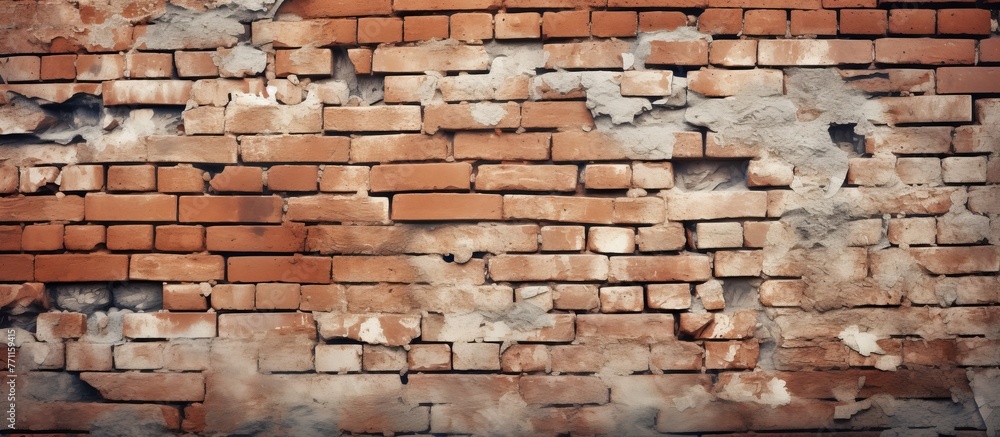 Poster a close up of a brown brick wall showcasing the intricate brickwork of the composite material. the f