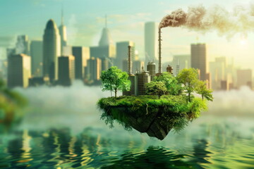 Industry eco, Green factory industry, save earth concept