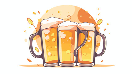 Happy hour label with beer isolated icon flat 