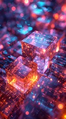 Glowing Mosaic of Quantum Phenomena Illuminated by Neon and Primal Energies in an Arctic Sunrise Color Palette