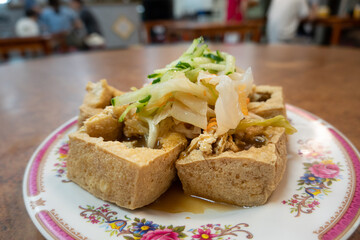 stinky tofu with pickled vegetables