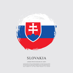 Obraz premium Flag of Slovakia, brush stroke background