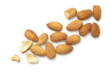 almonds on white background