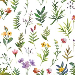 Floral Harmony: Seamless Wildflower Pattern,Whimsical Meadow,Mystic Garden Seamless Pattern