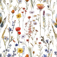 Floral Harmony: Seamless Wildflower Pattern,Whimsical Meadow,Mystic Garden Seamless Pattern
