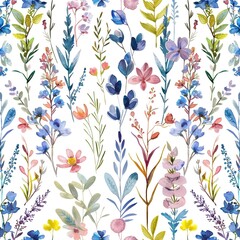 Floral Harmony: Seamless Wildflower Pattern,Whimsical Meadow,Mystic Garden Seamless Pattern