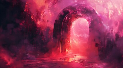 Mesmerizing Cosmic Portal Unveils Boundless Galactic Horizons in Vibrant Bohemian Rhapsody Hues - obrazy, fototapety, plakaty