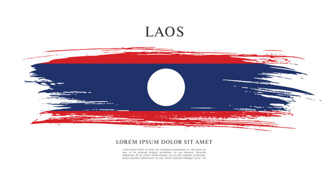 Flag of Laos, brush stroke background - Powered by Adobe