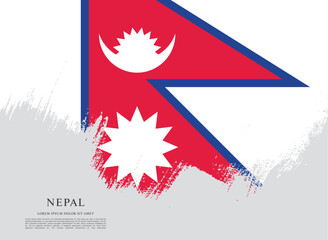 Fototapeta na wymiar Flag of Nepal, brush stroke background