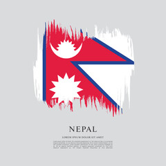 Obraz premium Flag of Nepal, brush stroke background