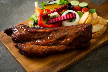 barbecue pork spare ribs with vegetables