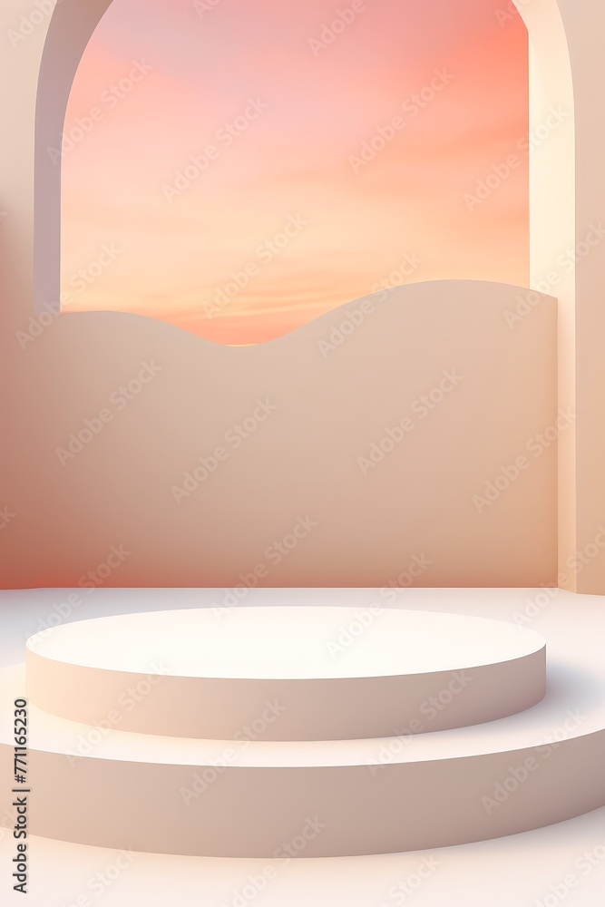 Poster abstract minimal presentation backdrop with empty cosmetic podium ai generated illustration
