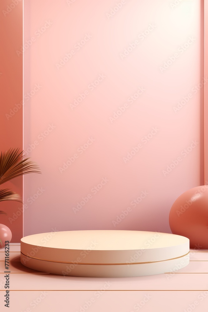 Poster abstract minimal presentation backdrop with empty cosmetic podium ai generated illustration