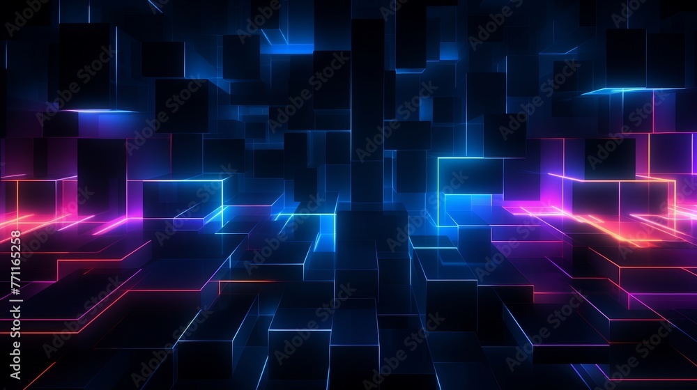 Aufkleber abstract neon light patterns on a dark background symbolizing the vibrancy and dynamism of urban nig
